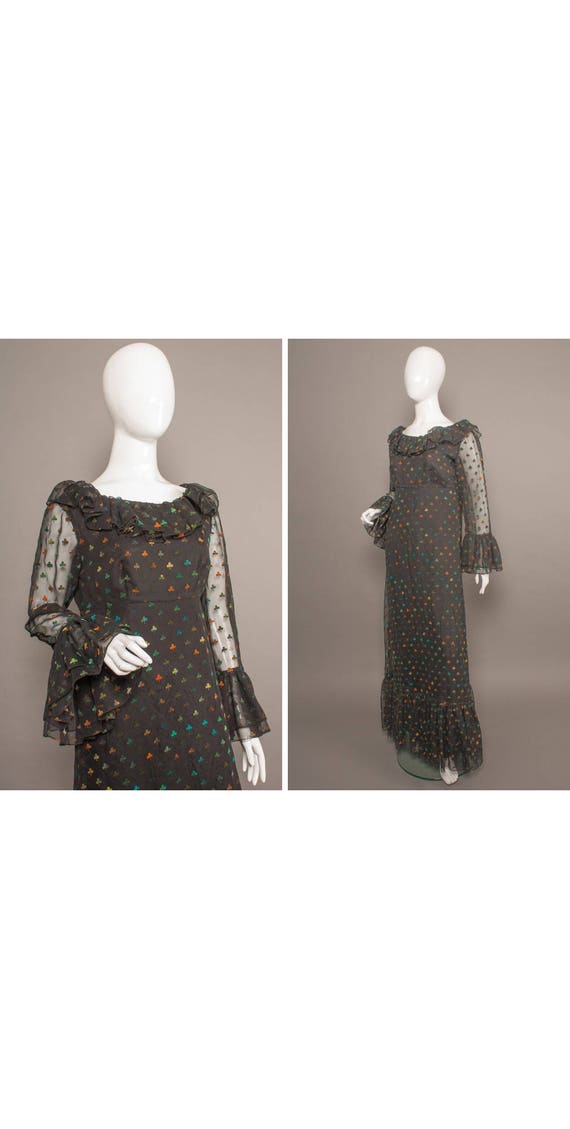 GOTHIC Psych 70s See-thru Ruffled VICTORIANA Maxi