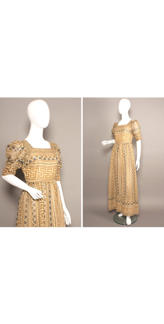 JEAN VARON 70s Boho Aztec Queen Peasant Maxi Dress