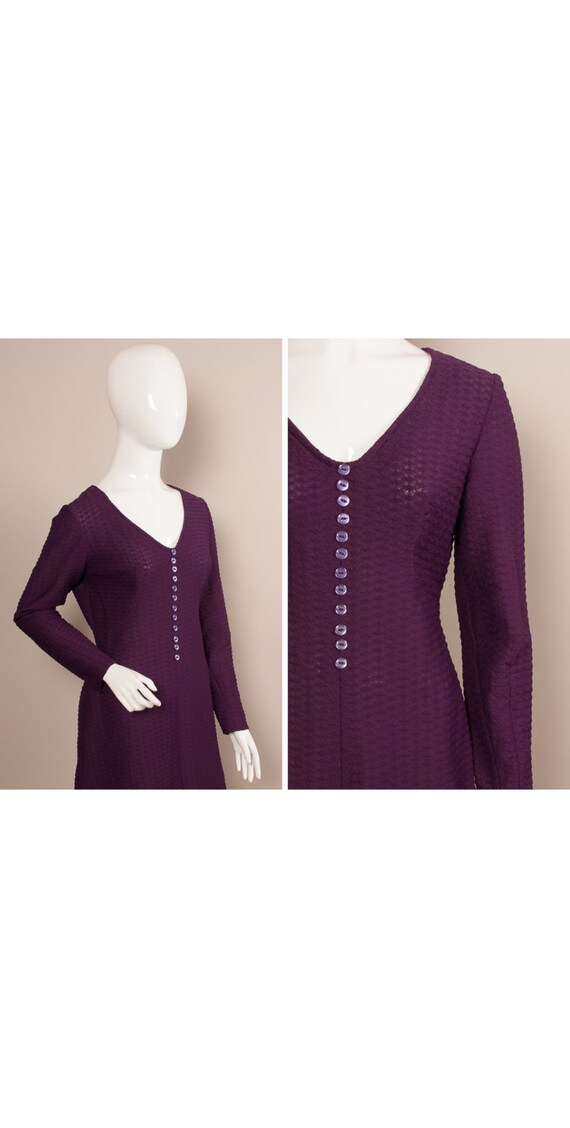 60s PSYCH Purple Boho Button Front SEXY Dress UK 1
