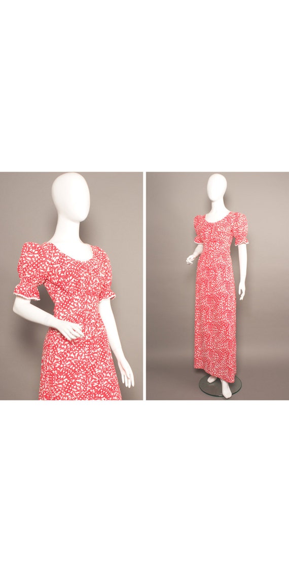 RADLEY Red 70s BOHO Peasant Milkmaid Maxi Dress UK