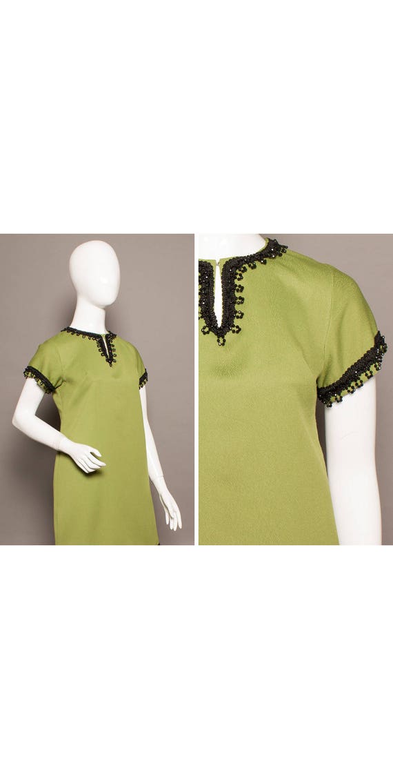 PSYCH 60s Jet Fringed KEYHOLE Sexy Mini Dress UK 1