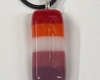 Lesbian pride pendant fused glass necklace coming out present handmade with Free UK postage. lgbt lgbtq+ pride love wins