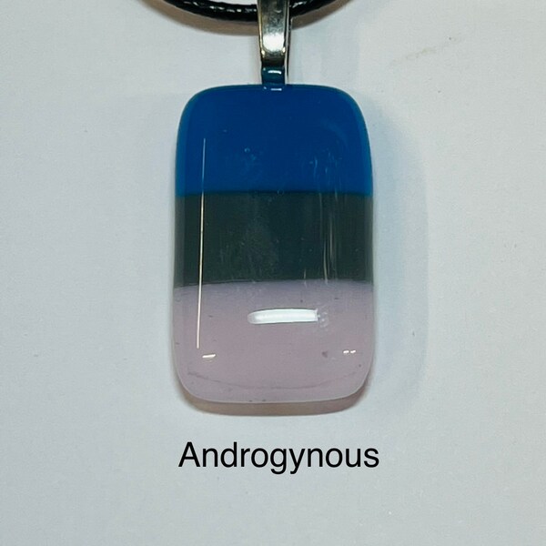 Androgynous pride pendant fused glass handmade with Free UK postage. lgbt lgbtq+ pride love wins