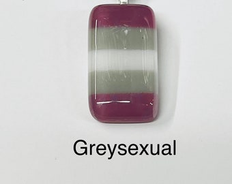 Greysexual pendant fused glass handmade with Free UK postage. MLM lgbt lgbtq+ pride jewellery love wins