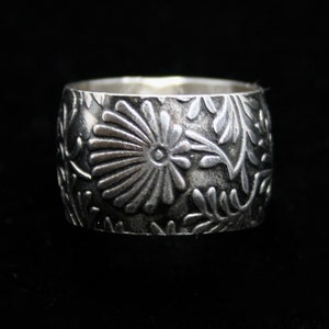 Sterling Silver Wide Band Boho Ring