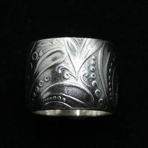 Sterling Silver Wide Band Boho Ring
