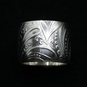 Sterling Silver Wide Band Boho Ring