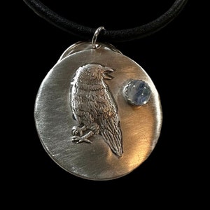 Sterling Silver Boho Raven & Moonstone Pendant