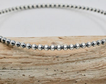 Sterling Silver Bangle Bracelet Bead Design Stacking Bangle