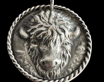 Buffalo Sterling Silver Pendant Necklace