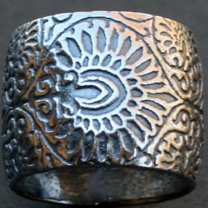 Sterling Silver Wide Band Boho Ring