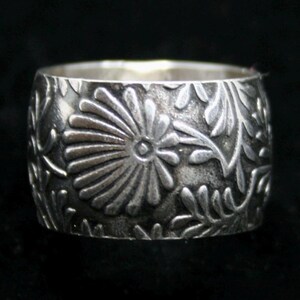 Sterling Silver Wide Band Boho Ring