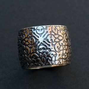 Sterling Silver Wide Band Boho Ring