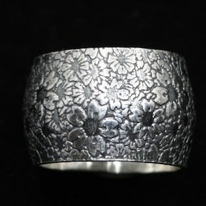 Sterling Silver Wide Band Boho Ring
