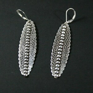 Sterling Silver Scalloped Oval Dangle Earrings