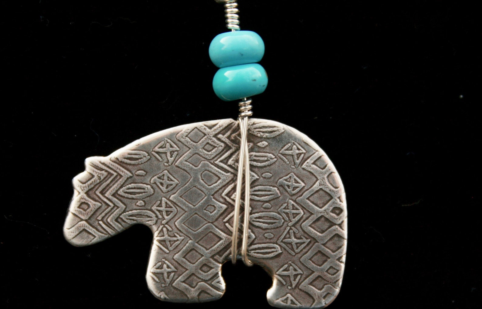 Sterling Silver Textured Large Zuni Bear Pendant With Arizona Etsy