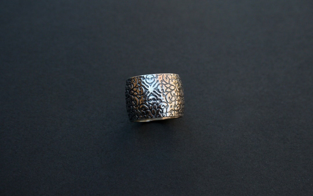 Sterling Silver Wide Band Boho Ring - Etsy
