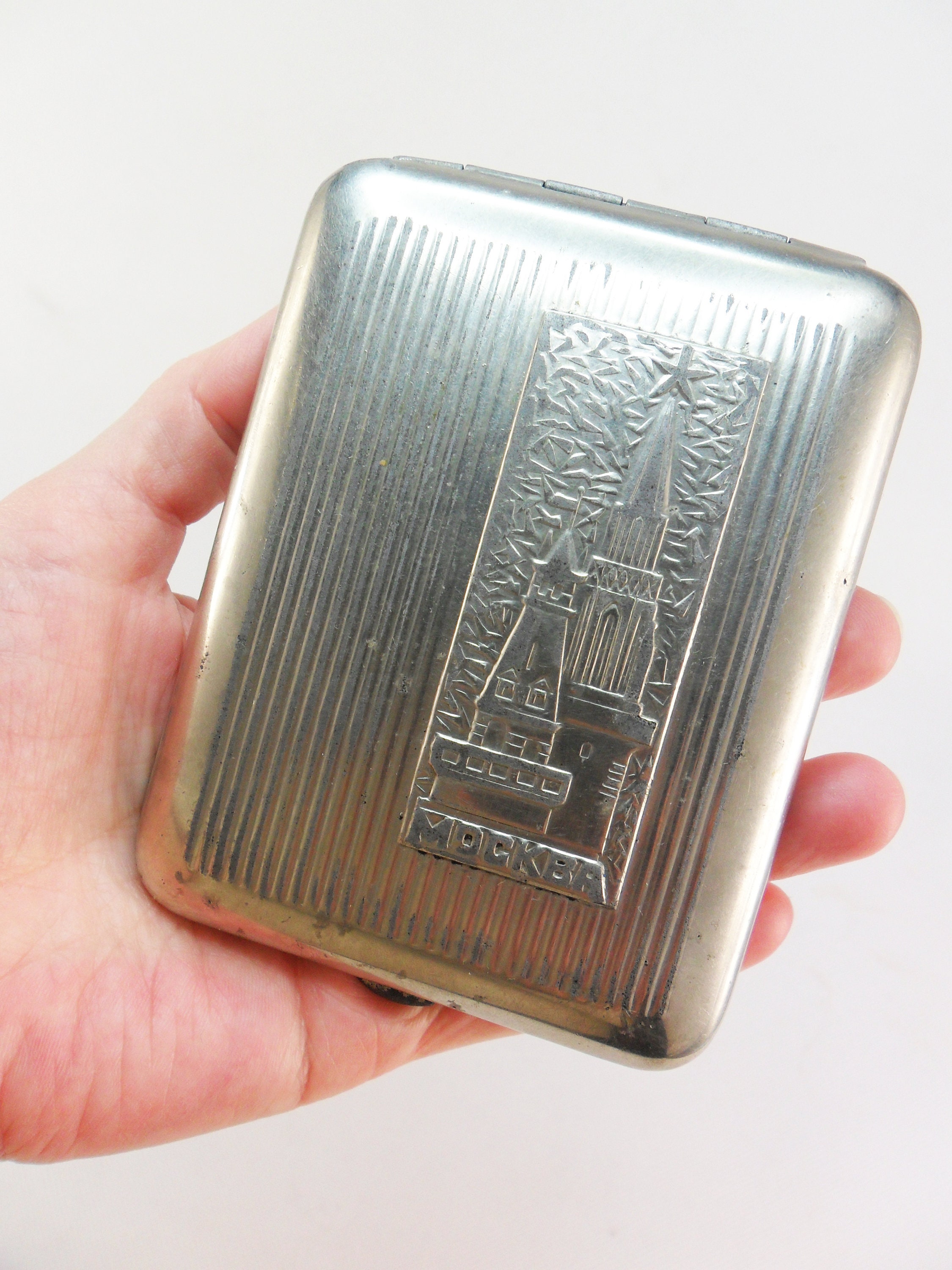 Vintage Metal Aluminium Cigarette Case Cigarette Holder Etsy