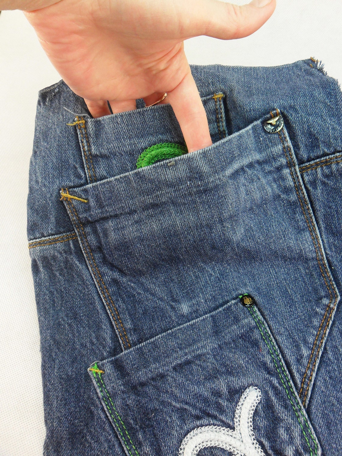 Denim pockets recycle Denim pockets crafts Denim diy Blue jean Etsy