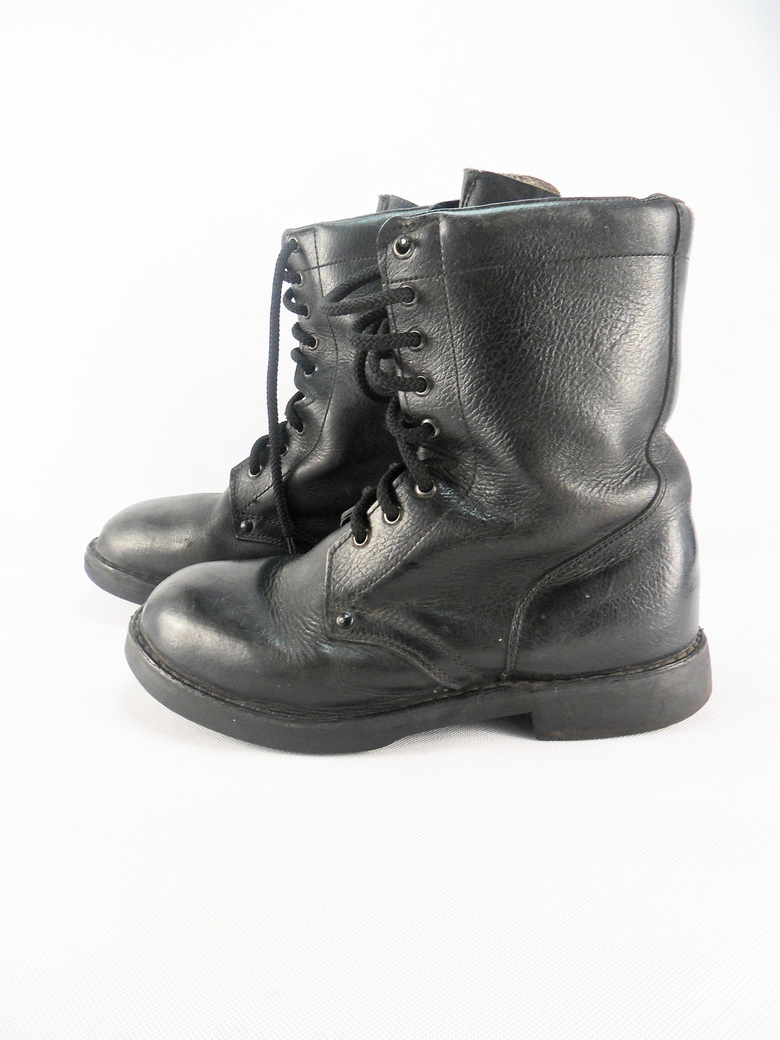 Vintage Military black boots Black genuine leather boots Army Etsy