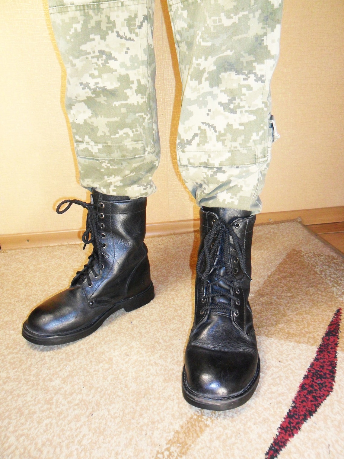 Vintage Military black boots Black genuine leather boots Army Etsy