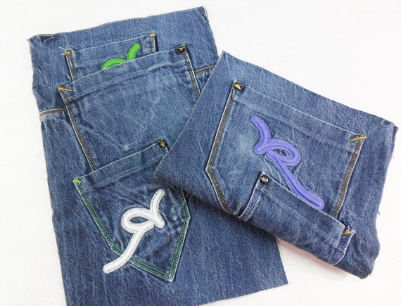 Denim pockets recycle Denim pockets crafts Denim diy Blue jean | Etsy