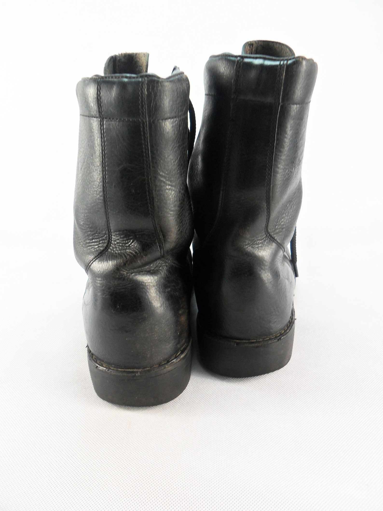 Vintage Military black boots Black genuine leather boots Army Etsy
