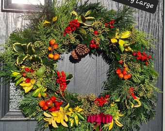 Very Berry Christmas Wreath, Holiday wreath, Door decoration , berries & foliage , traditional, front door