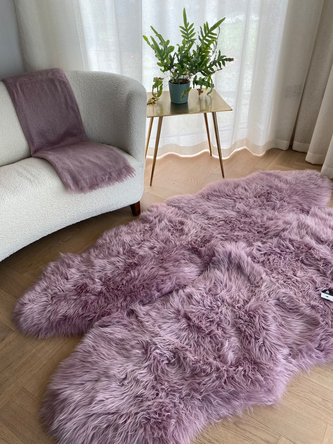 Lilac Sheepskin Rug , Pale Lilac ,large Lilac Rug , Large Sheepskin Rug ...