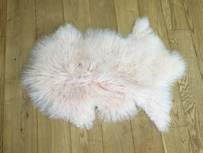 Pale Pink Sheepskin Rug Throw L Tibetan Mongolian Etsy UK