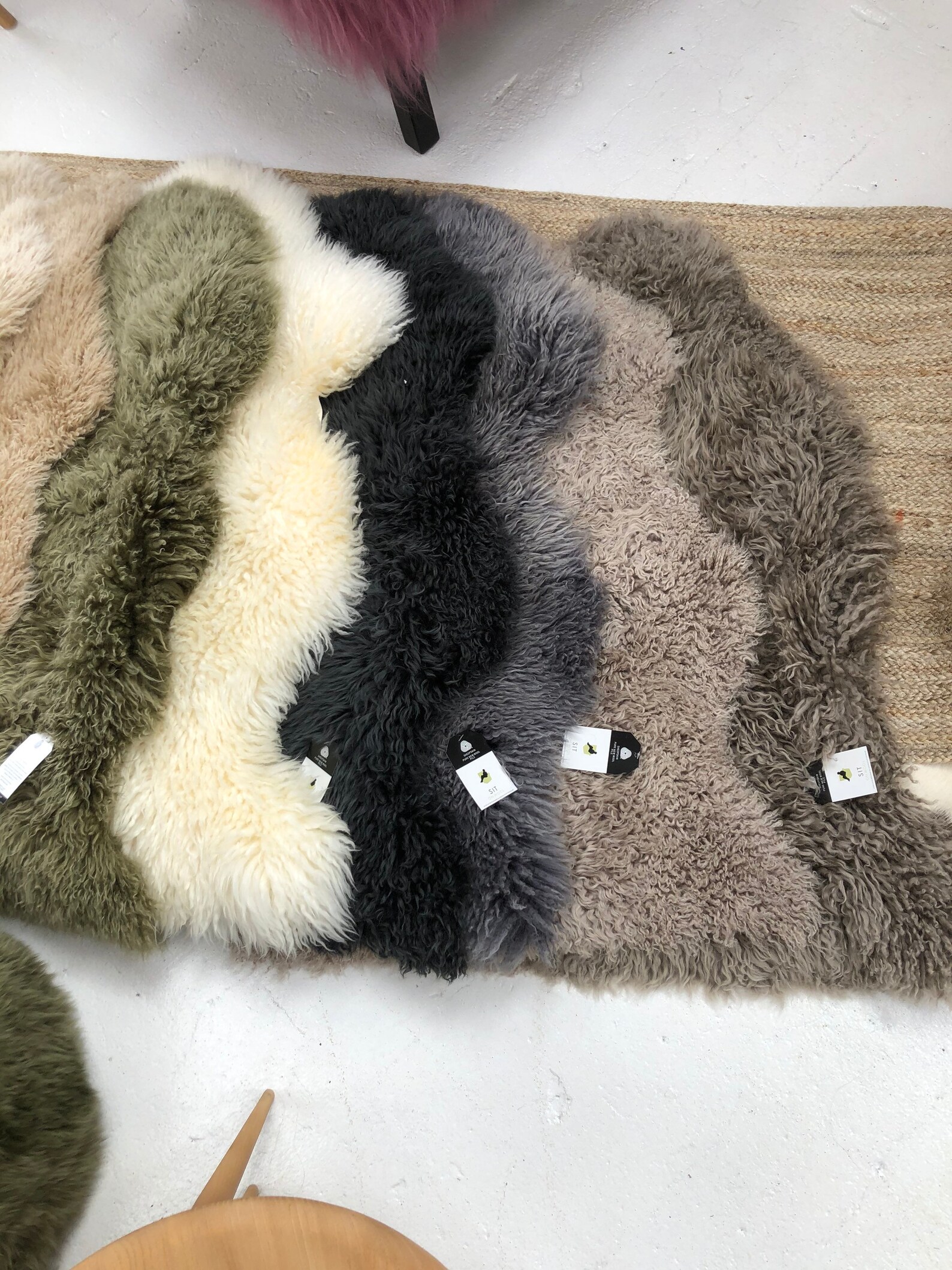 Curly Sheepskin Wool Rug, Genuine Shaggy Sheepskin, Muted Tones ...