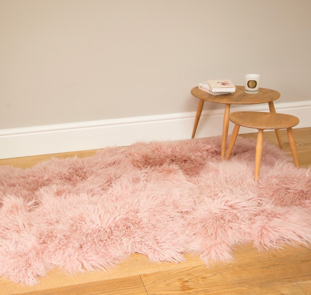 Large tibetan sheepskin rug baby pink sheepskin blush pink Etsy