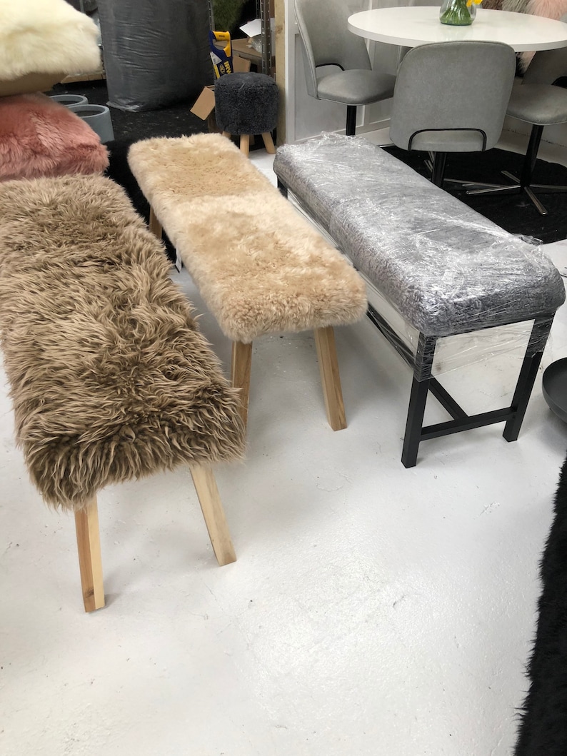 Sheepskin Covered Bench Genuine Sheepskin Bench Bench Seat Etsy
