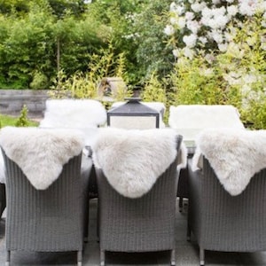 Outdoor dining, garden furniture accessory, sheepskin rugs for garden seating, set of 6, outdoor eating, garden , outdoors entertaining