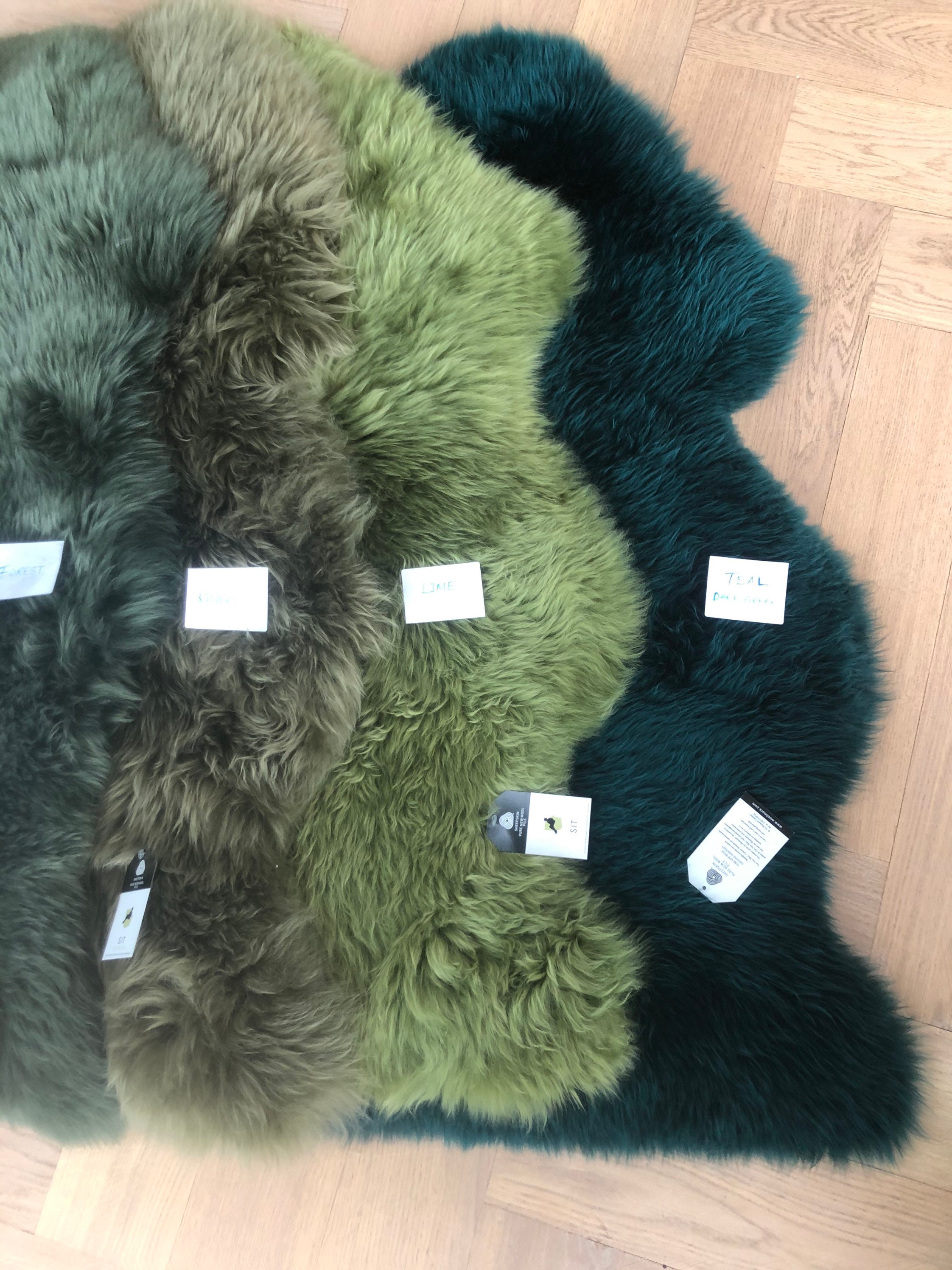 Green Sheepskin Rug Genuine Sheepskin Rug Green Rug Green Etsy UK