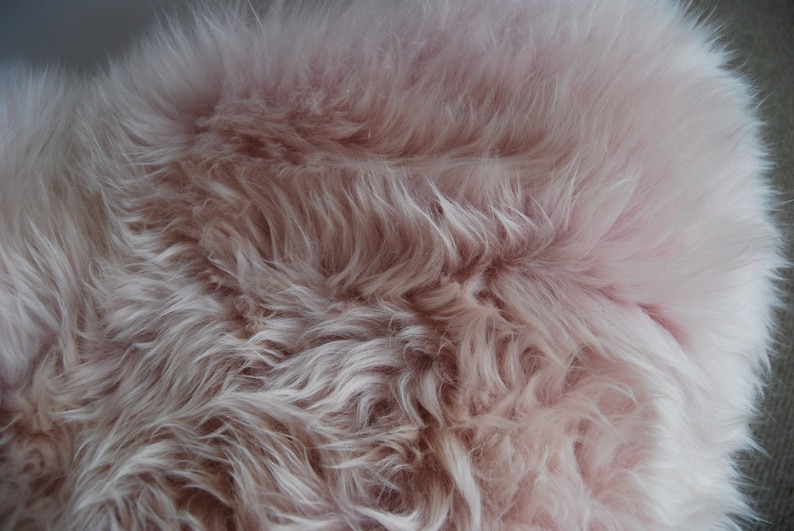 Baby Pink Sheepskin rug pale pink and super fluffy absolutely gorgeous baby nursery bedroom image 2