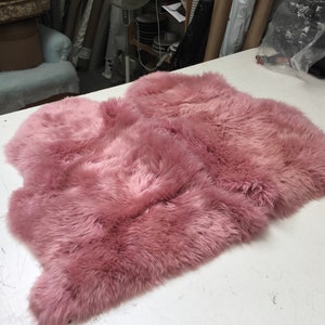 Bubblegum candy Pink Sheepskin Rug , Double length, genuine Luxury super thick soft Sheepskin Throw image 6