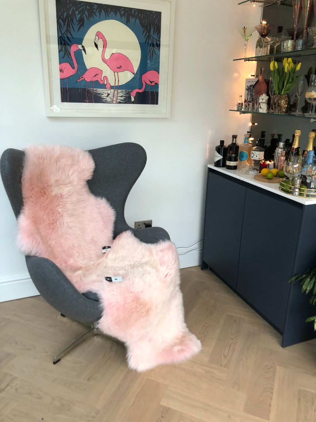 Pink Sheepskin Rug, Long Pink Rug, Baby Pink Sheepskin Rug , Pale Pink Sheepskin, Fluffy Pink