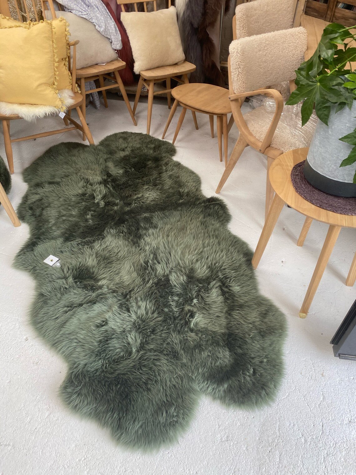 Large green sheepskin rug green sheepskin large green rug Etsy