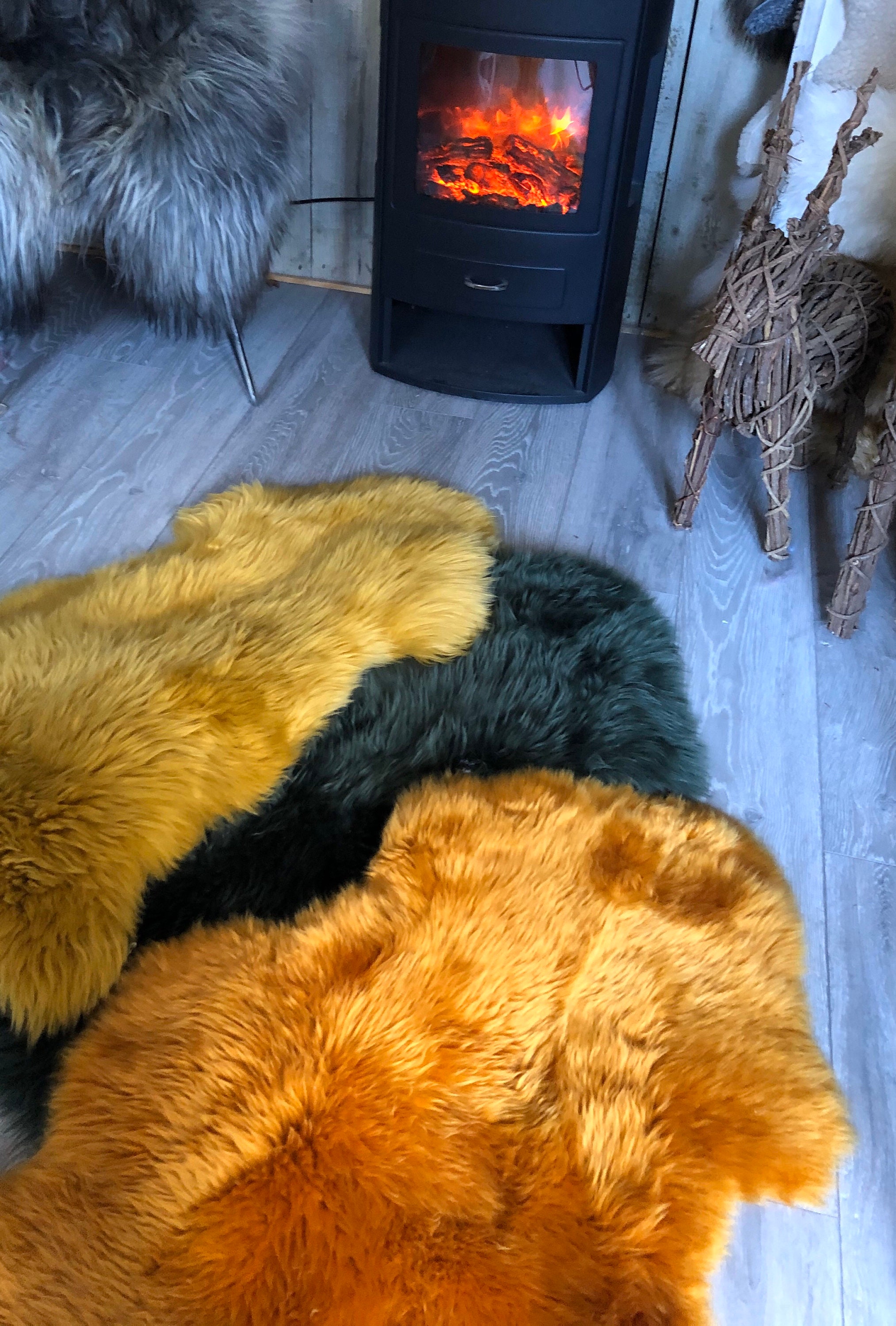 Sheepskin rug mustard yellow sheepskin burnt orange Etsy