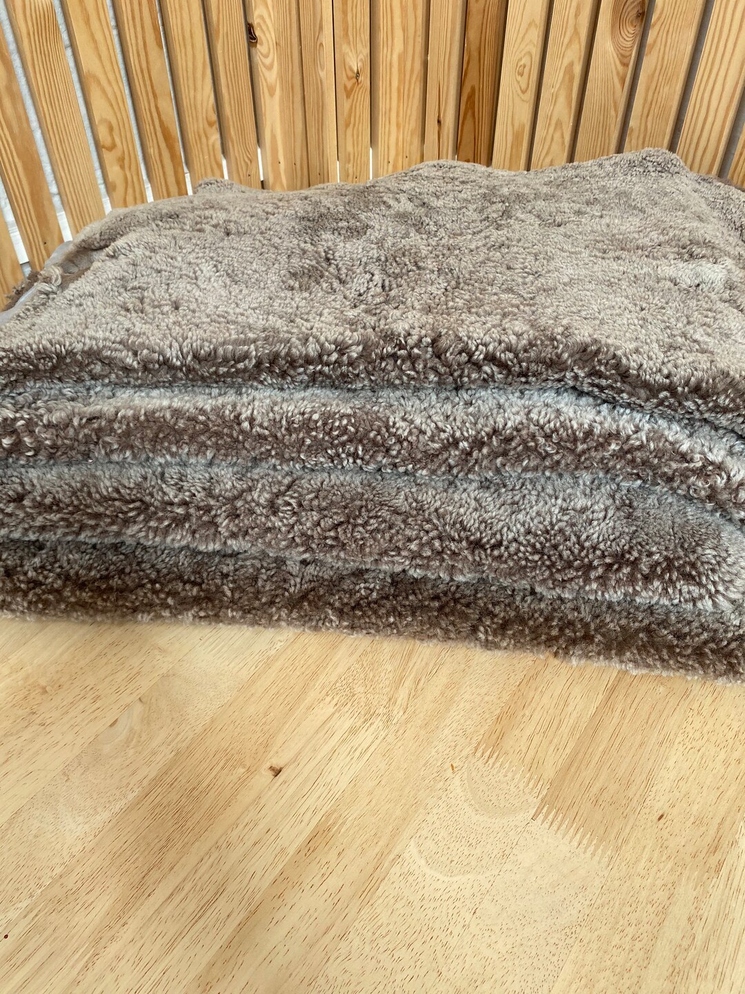 Taupe Shearling Sheepskin, Light Brown , Boucle Texture Shearling, Wool ...