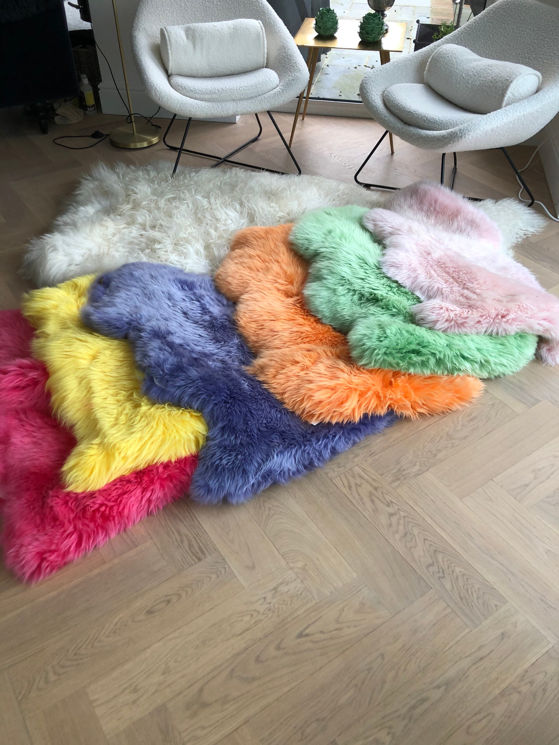 Bright yellow sheepskin rug yellow sheepskin yellow rug XL Etsy