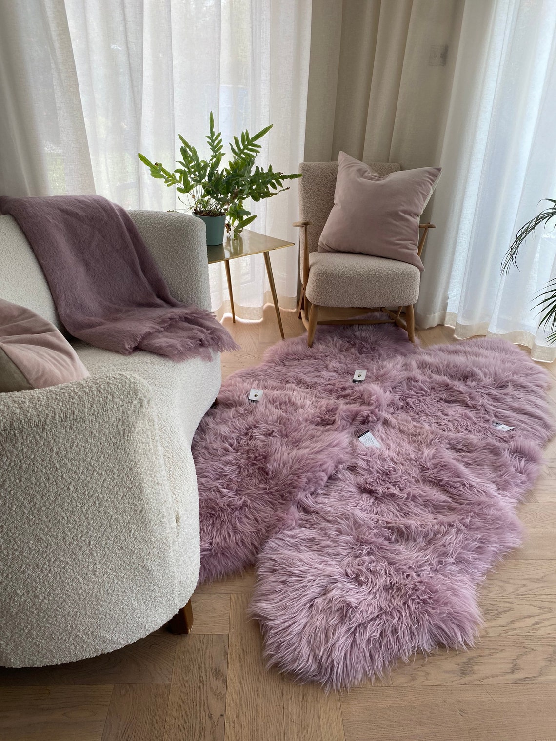 Lilac Sheepskin Rug , Pale Lilac ,large Lilac Rug , Large Sheepskin Rug ...