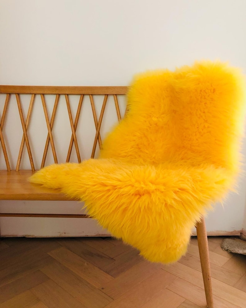 Yellow Sheepskin Rug. Yellow XXL Sheepskin Rug Yellow Etsy