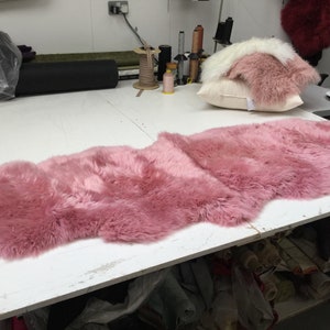 Bubblegum candy Pink Sheepskin Rug , Double length, genuine Luxury super thick soft Sheepskin Throw image 1