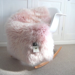 Baby Pink Sheepskin rug pale pink and super fluffy absolutely gorgeous baby nursery bedroom image 1