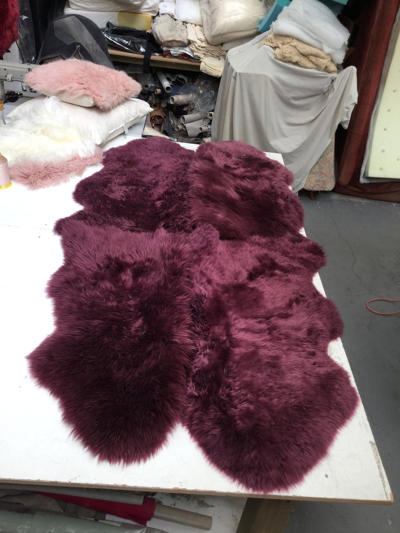 Plum Purple Sheepskin Throw Rug Mid Purple Burgundy Beautiful Etsy UK