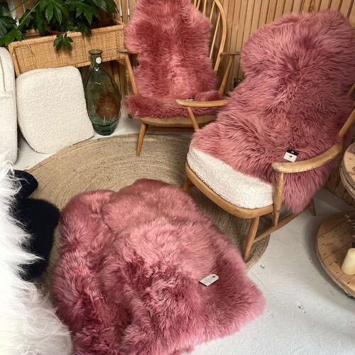 XXL Pink Sheepskin Rug Throw Genuine Double Sized Etsy UK