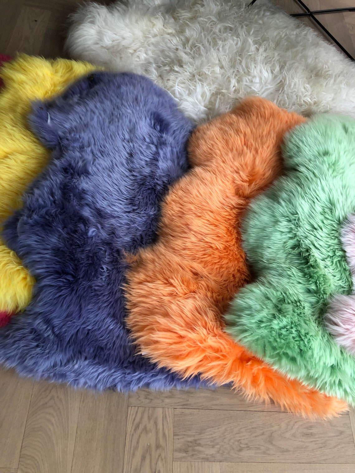 Bright yellow sheepskin rug yellow sheepskin yellow rug XL Etsy