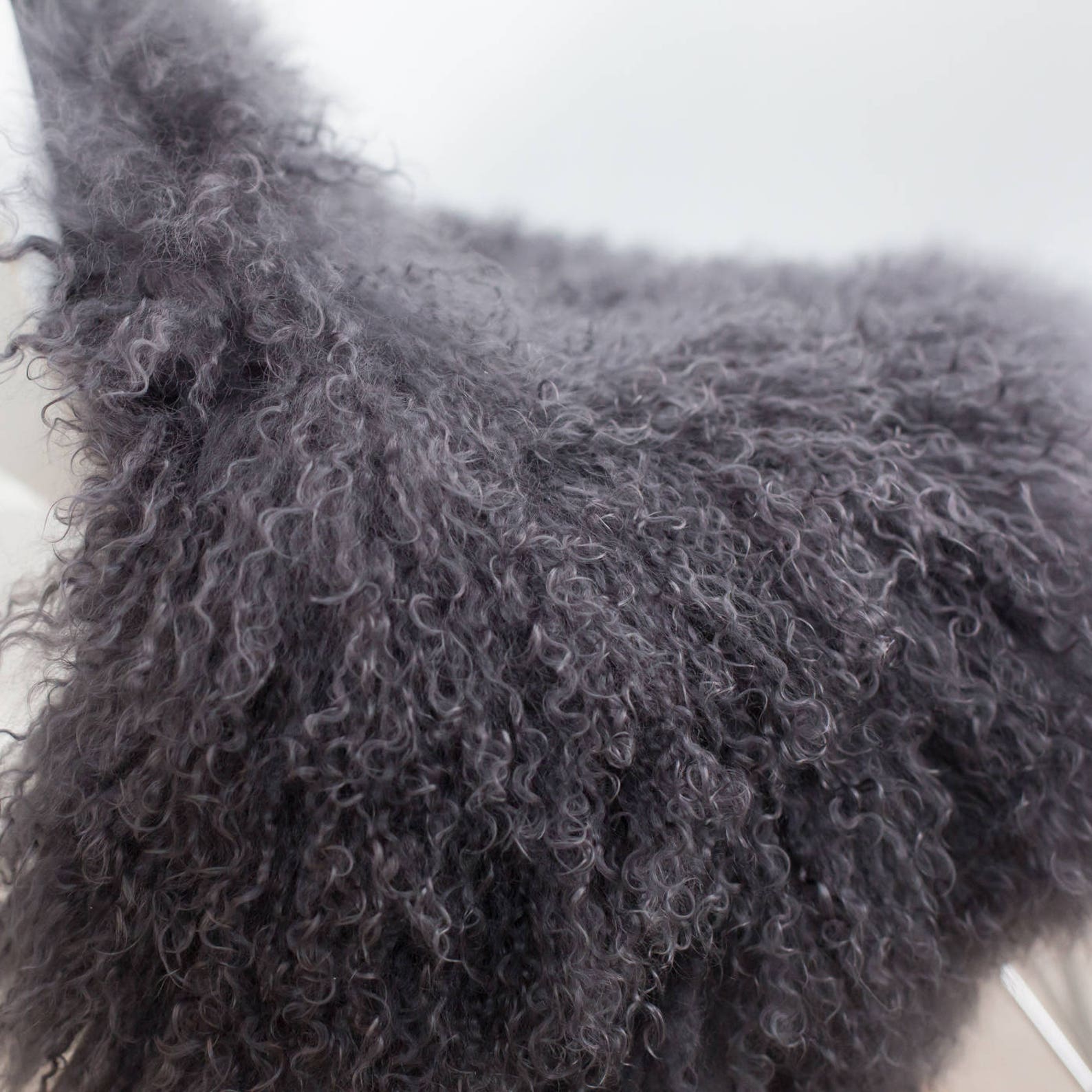 Dark Charcoal Grey Mongolian Sheepskin Rug, Tibetan Fur Throw - Etsy